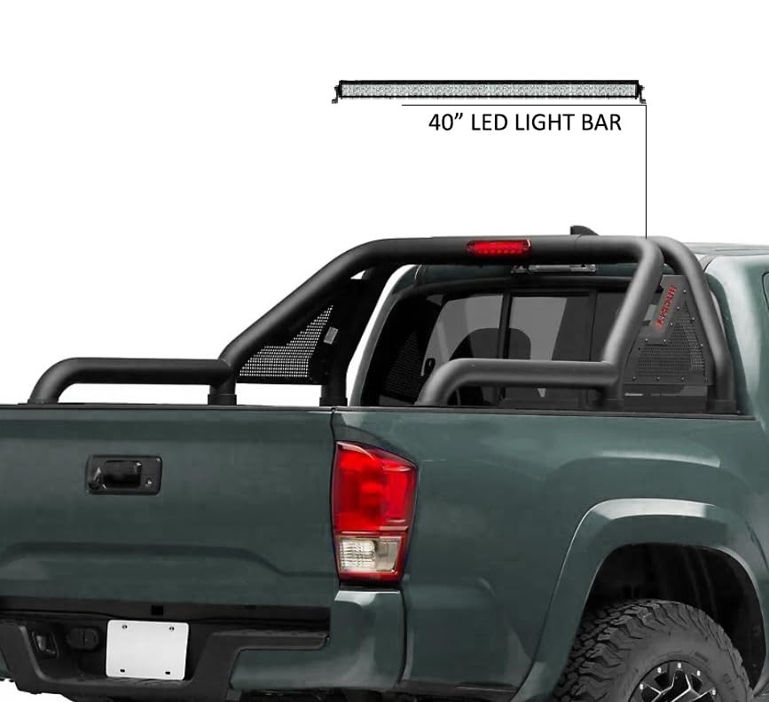 Gladiator Black Horse Roll Bar Modular Black W/40 LED Light Bar Compatible with 2015-2024 GMC Canyon/Chevrolet Colorado/Toyota Tacoma-GLRB-03B-KIT