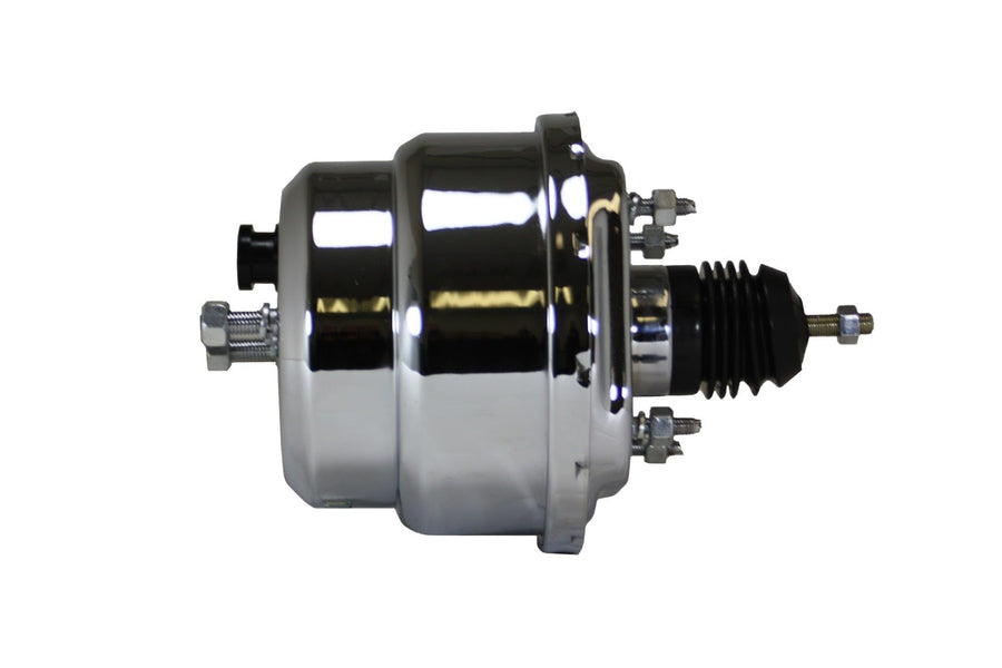 7 Inch LEED BRAKES Dual Power Booster, 1-1/8 Inch Bore Flat Top Master (Chrome)