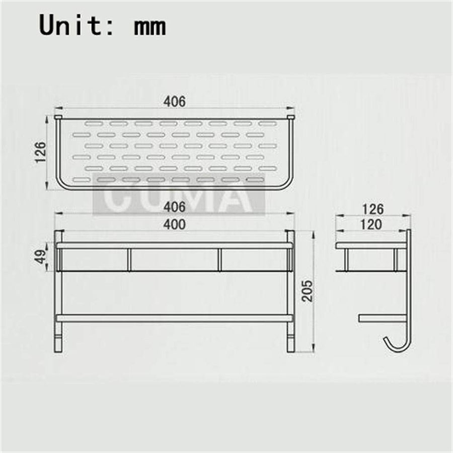 Bathroom accessories wall all copper bath towel rack hanging rack Bathroom Shelf (color : Black (double))