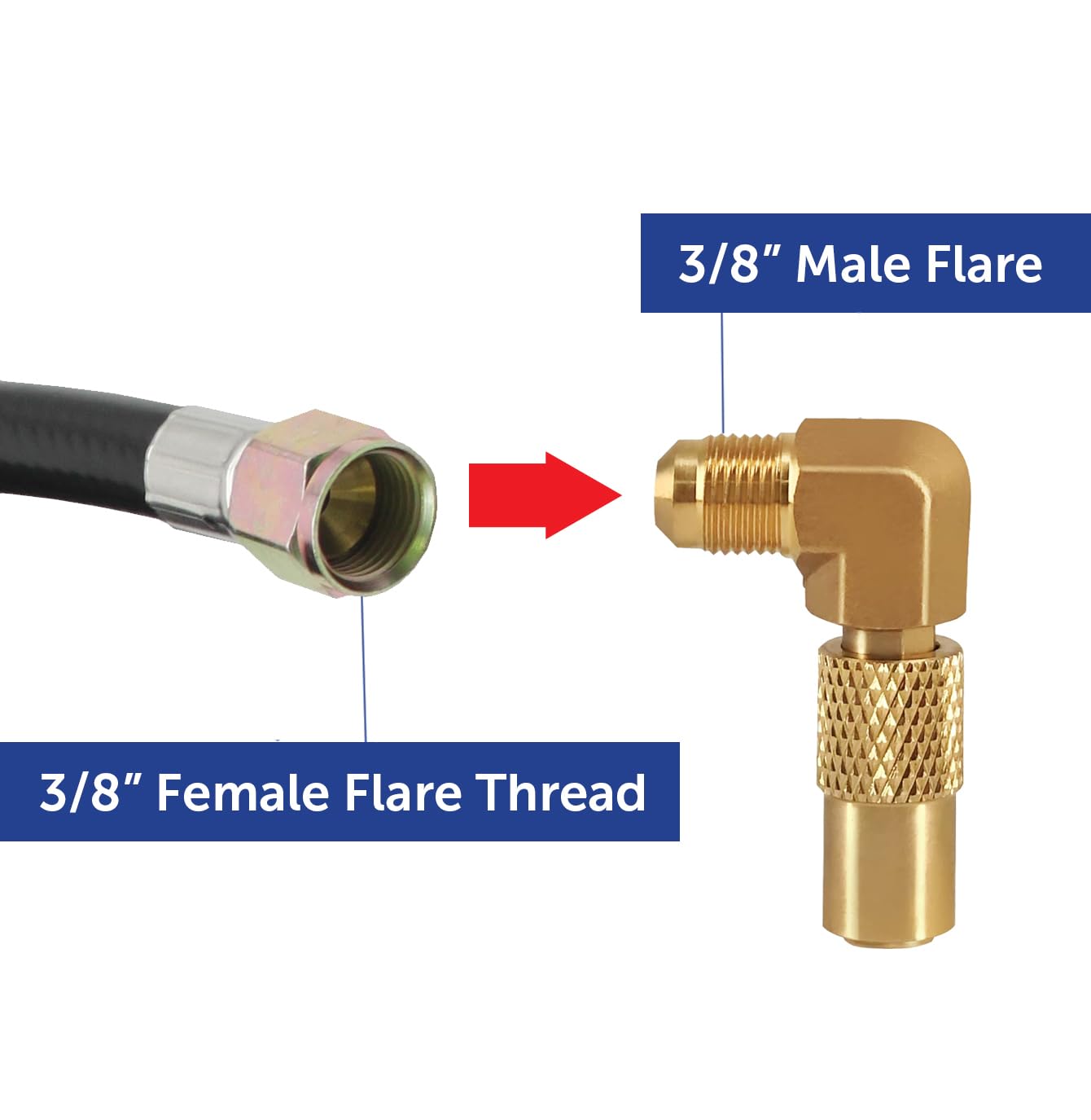 Flame King Elbow Adapter Propane with 3/8" Male Flare for 17" or 22" Blackstone or Griddle Flame King
