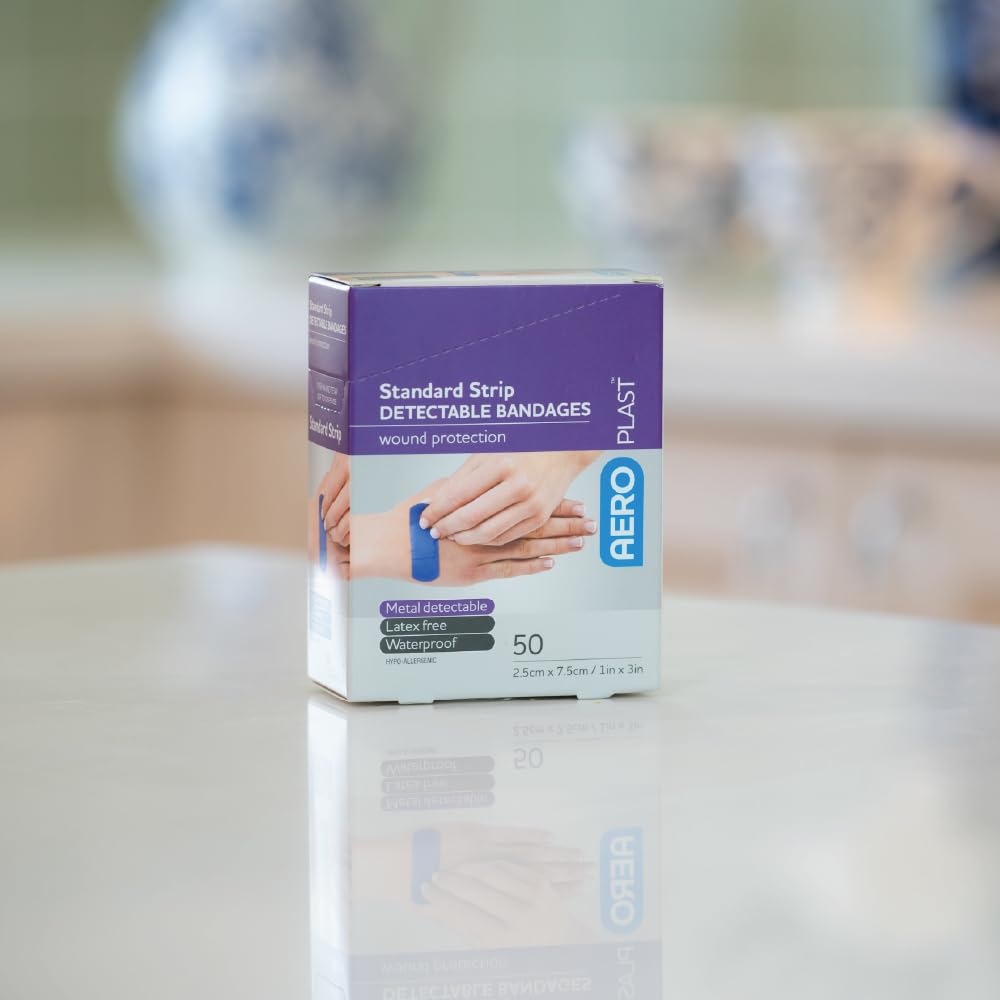 Detectable AEROPLAST X-Wide Strip Bandages 1in x 3in 50/box