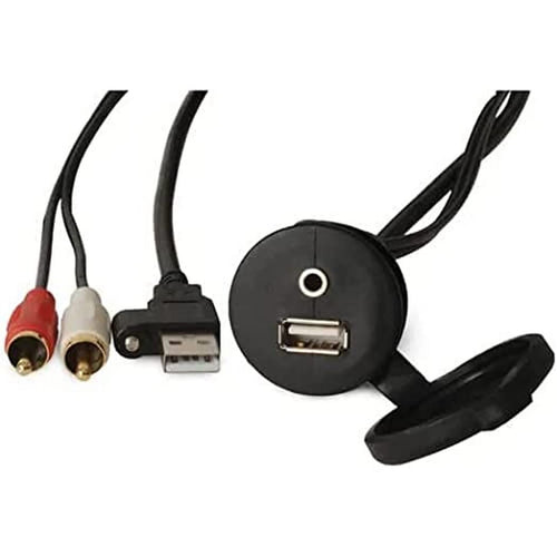 Fusion MS-CBUSB3.5, Garmin, 3.5mm-2xRCA Aux Panel Mount Cable, USB 2m (010-12381-00)