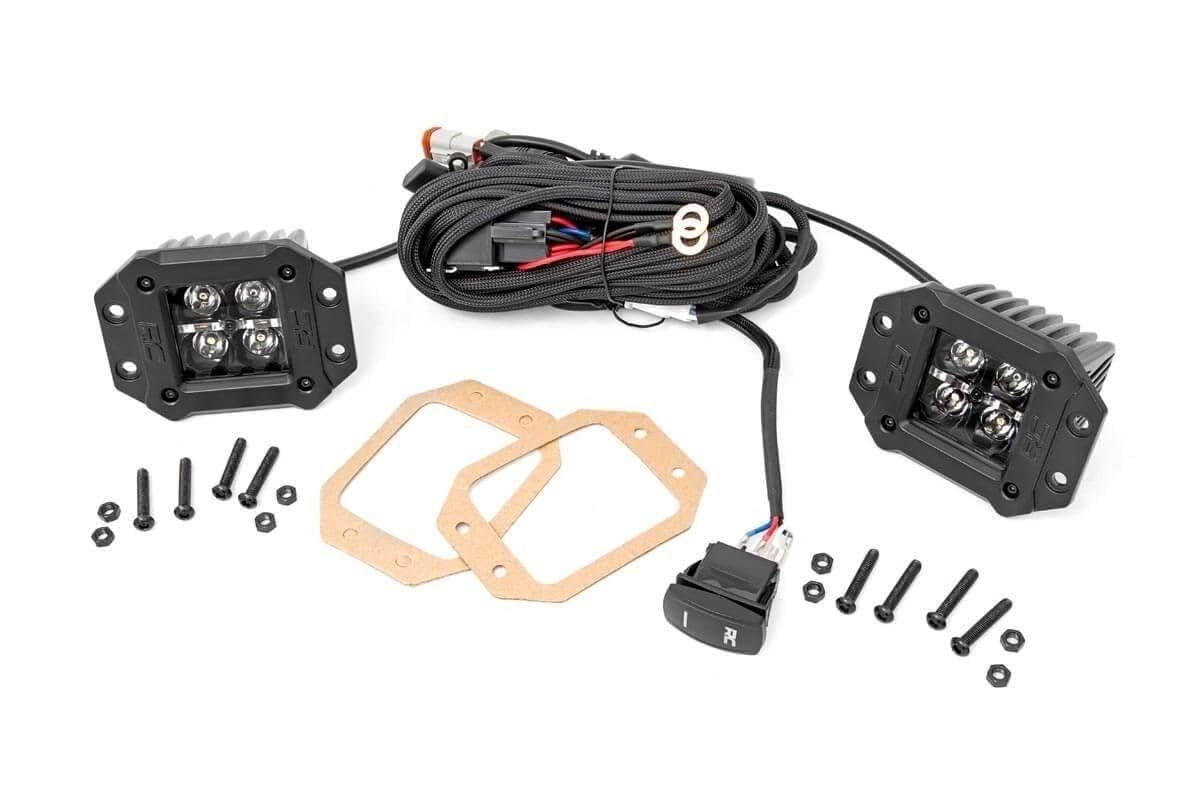Black Series Rough Country 2" Flush Mount LED Lights | Amber DRL - 70803BLKDRLA