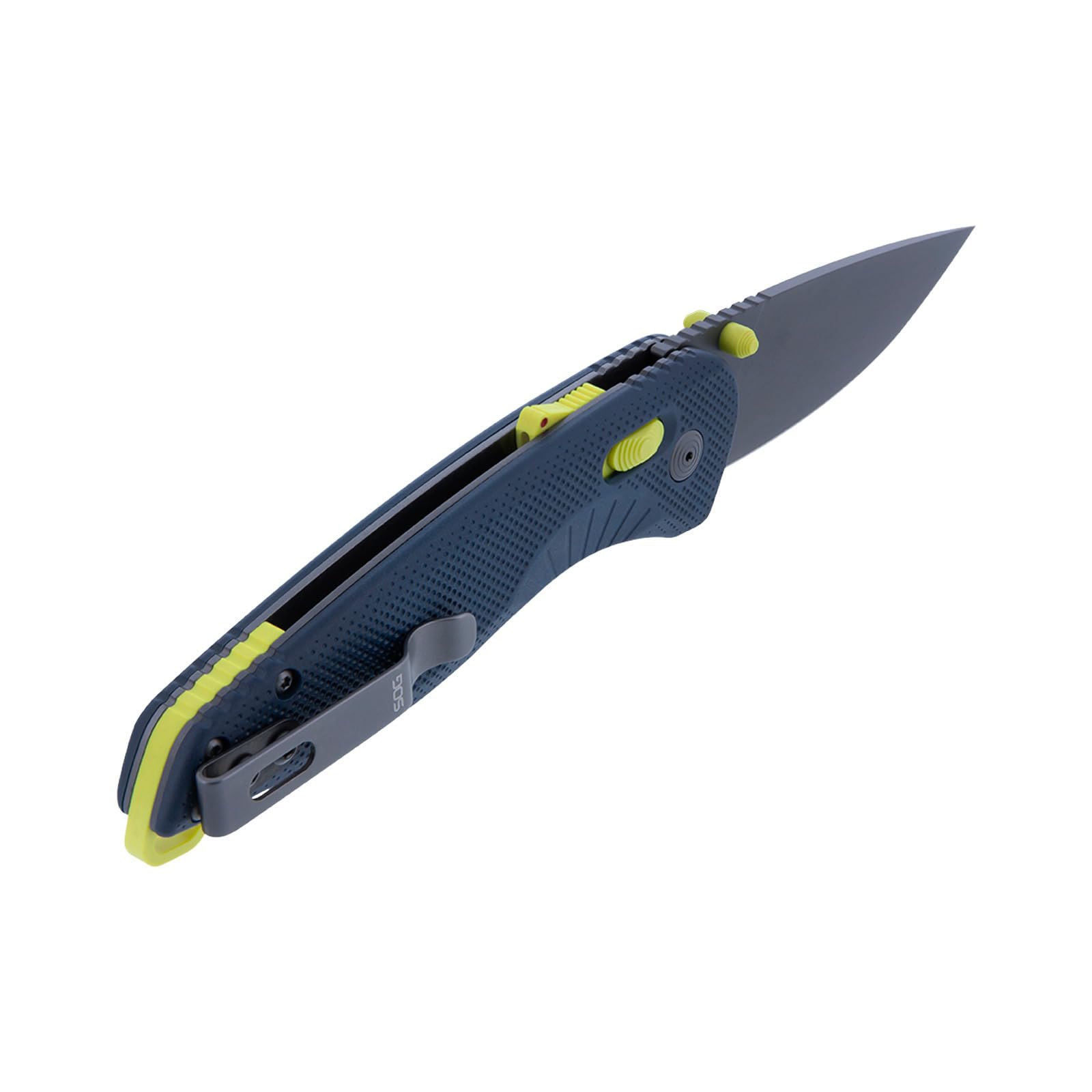 SOG Aegis AT Folding Knives Ambidextrous Outdoor Pocket Easy to Carry | CRYO D2 Stainless Steel Blade | AT-XR Lock, Indigo/Acid