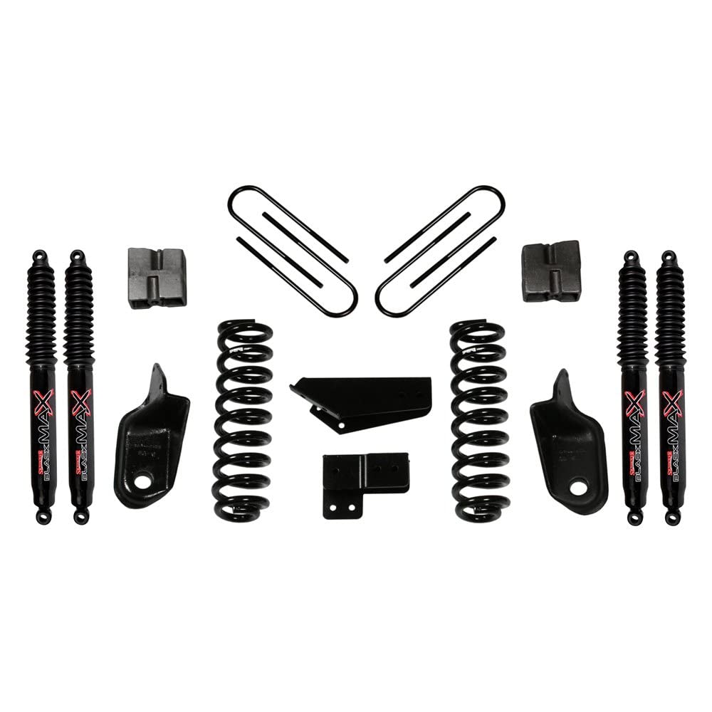 Skyjacker Suspension Lift Kit 184BK-B w/Shock Black MAX Shocks 4 in. Lift Incl. Front Coil Springs Brackets Rear U Bolt Kit Rear Block
