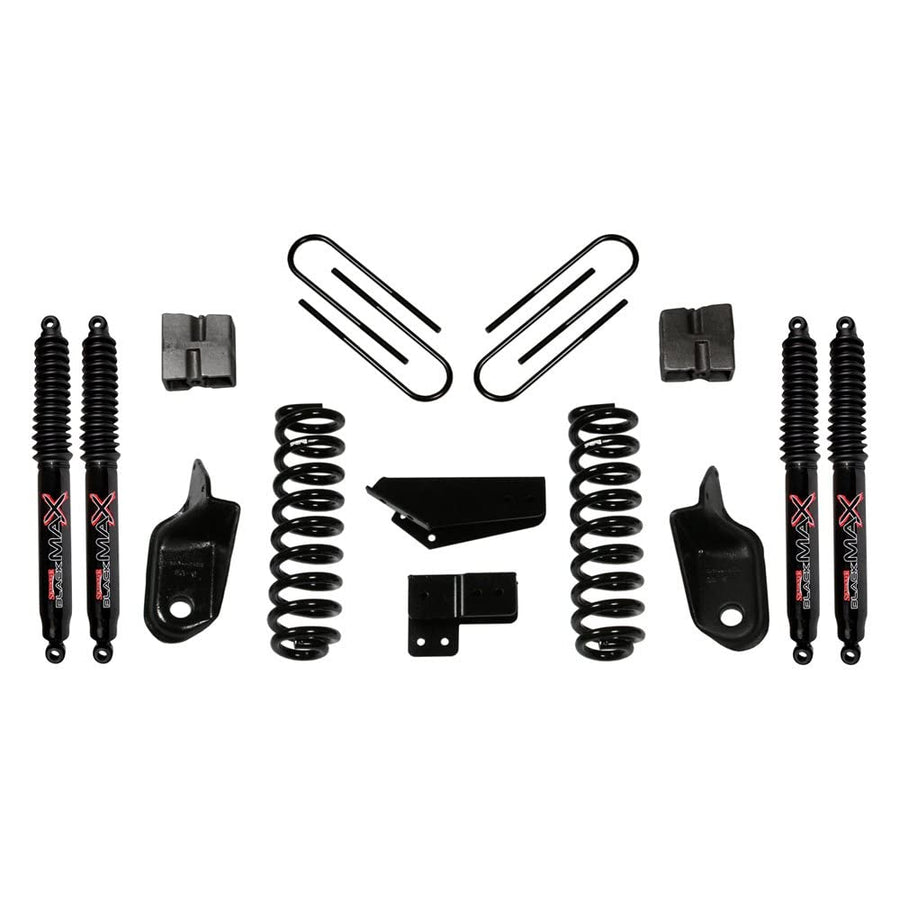 Skyjacker Suspension Lift Kit 184BK-B w/Shock Black MAX Shocks 4 in. Lift Incl. Front Coil Springs Brackets Rear U Bolt Kit Rear Block