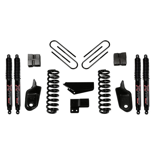 Skyjacker Suspension Lift Kit 184BK-B w/Shock Black MAX Shocks 4 in. Lift Incl. Front Coil Springs Brackets Rear U Bolt Kit Rear Block