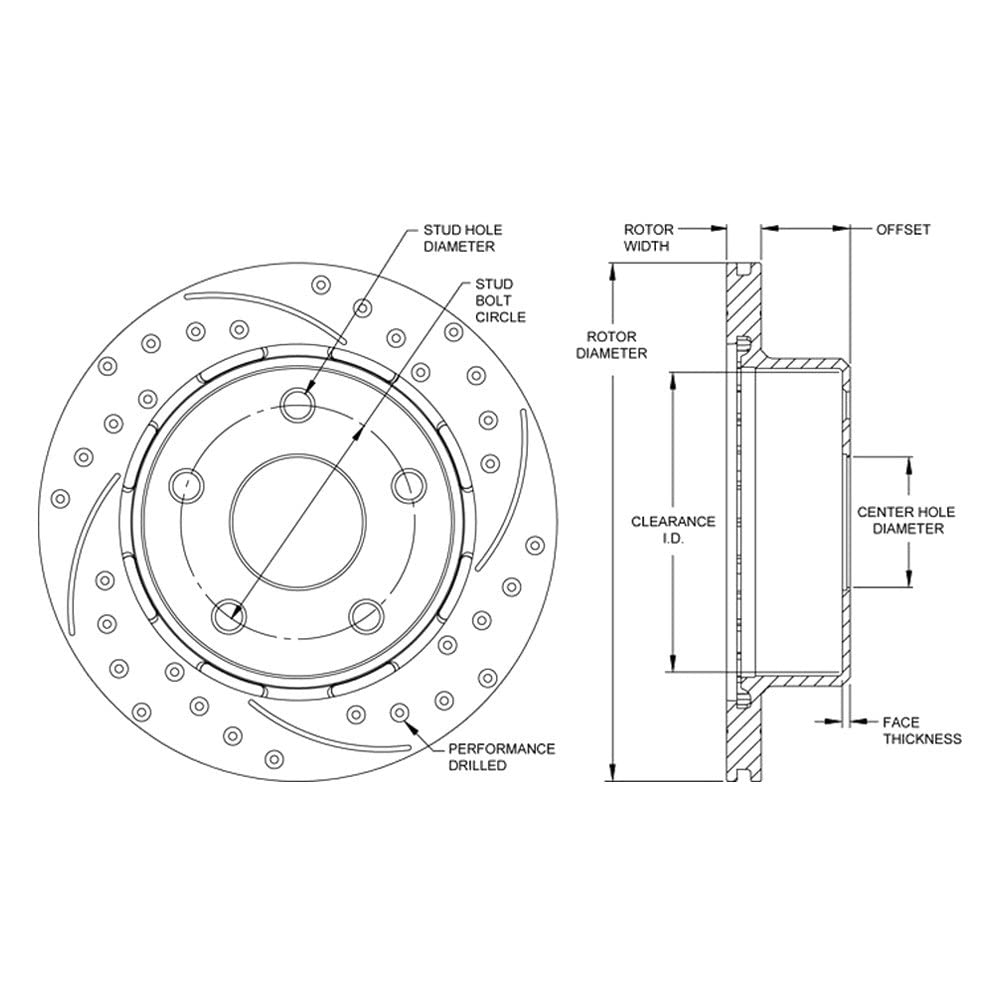 WILWOOD Rotor-1.91" Offset-SRP-BLK-Drill-RH 12.19 x .810 - 5 x 5.50 160-13336-BK