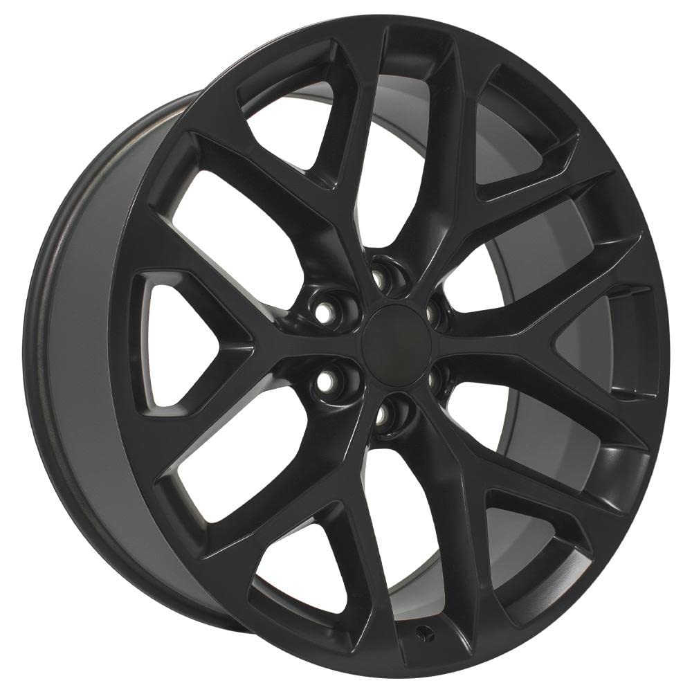 24 Inch OE Wheels CV98B Rim Fits Silverado 1500 Snowflake Style 6x139.7 24x10 Satin Black - Hollander 5668 (1)