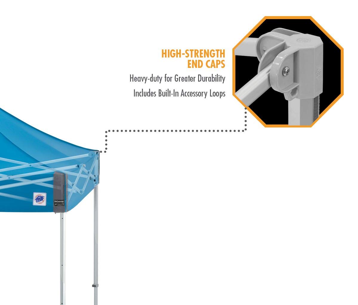 E-Z UP Instant Shelter Endeavor Canopy, 10' x 10', Octagonal-Legged Aluminum Frame, Professional Grade Splash Top, 100 Sq' of Shade