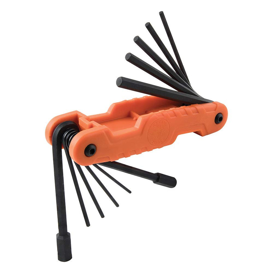 Klein Tools Compact Folding Hex Key Set 70540M, 8-Key Metric sizes 1.5mm to 8mm, Industrial Strength Heat Treated Alloy Steel