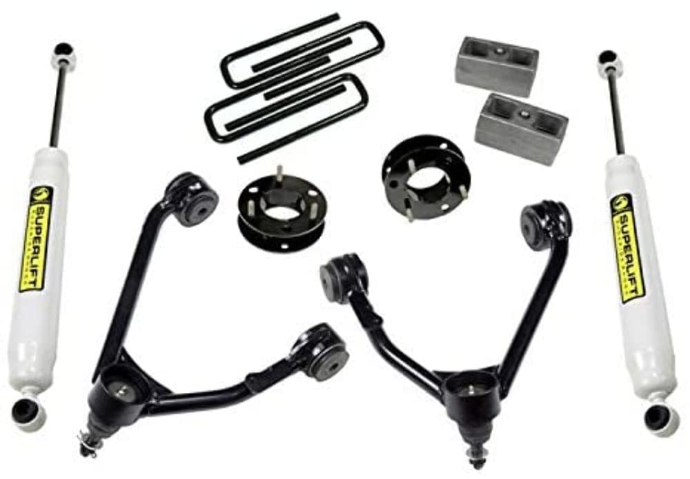 SUPERLIFT SUSPENSION RealTruck 3.5" Lift Kit | Complete Lift Kit with Rear Shadow Series Shocks & Upper Control Arms | 3850 | Fits 2007-2016 Chevrolet Silverado/GMC Sierra 1500 2WD w/Cast Steel Arms