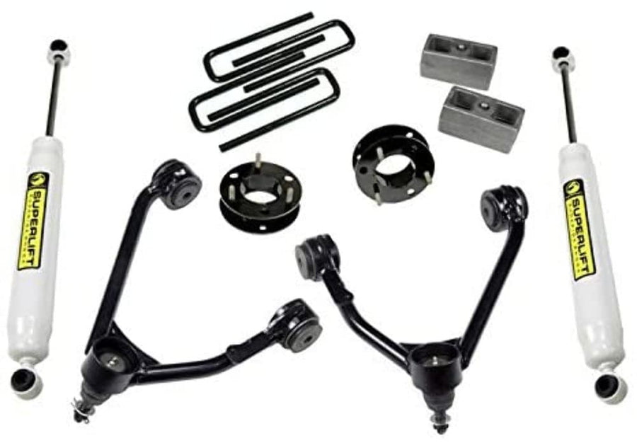 SUPERLIFT SUSPENSION RealTruck 3.5" Lift Kit | Complete Lift Kit with Rear Shadow Series Shocks & Upper Control Arms | 3850 | Fits 2007-2016 Chevrolet Silverado/GMC Sierra 1500 2WD w/Cast Steel Arms