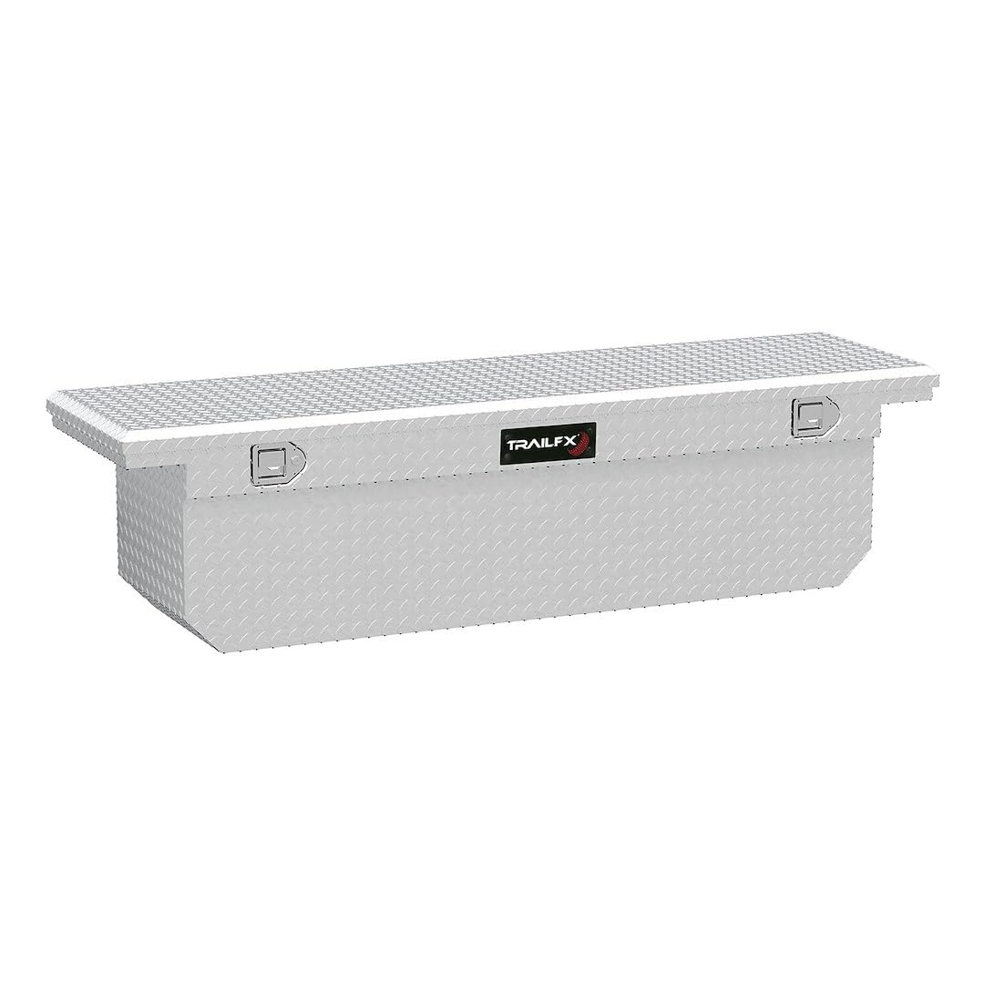 TrailFX Crossover Truck Tool Box Deep Single Lid Diamond Tread Bright Polished 16 Gauge Aluminum 11.1 Cubic Feet Capacity Lockable Lid With Tray TrailFX 121721