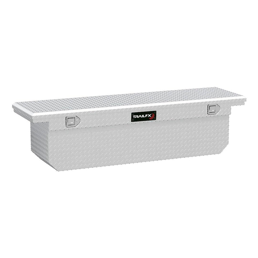 TrailFX Crossover Truck Tool Box Deep Single Lid Diamond Tread Bright Polished 16 Gauge Aluminum 11.1 Cubic Feet Capacity Lockable Lid With Tray TrailFX 121721