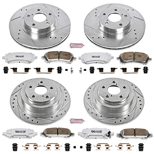Power Stop K2749-26 Z26 Carbon Fiber Brake Pads Front and Rear with Drilled & Slotted Brake Rotors Kit For Subaru Legacy 2000-2002 | Subaru Outback 2000 [Vehicle Specific]