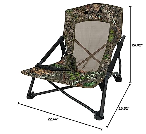 Turkey Ground Blind Chair BOG Low Profile with Rugged Construction, Aluminum Frame, Extended Seat Area, Quiet Setup, Breathable Textilene Fabric, and Carry Bag for Hunting, Shooting, and Outdoors