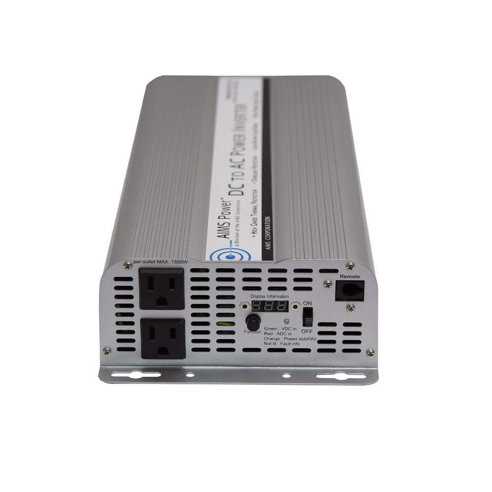 2500 Watt AIMS Power Modified Sine Power Inverter, 5000 Watt Surge Peak Power, and AC Outlets