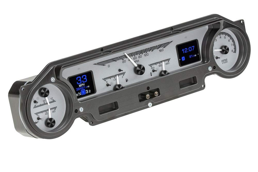 Dakota Digital HDX-64F-FAL-S Analog Gauge System Compatible with 1964-65 Ford Falcon, Ranchero and Mustang Silver Alloy