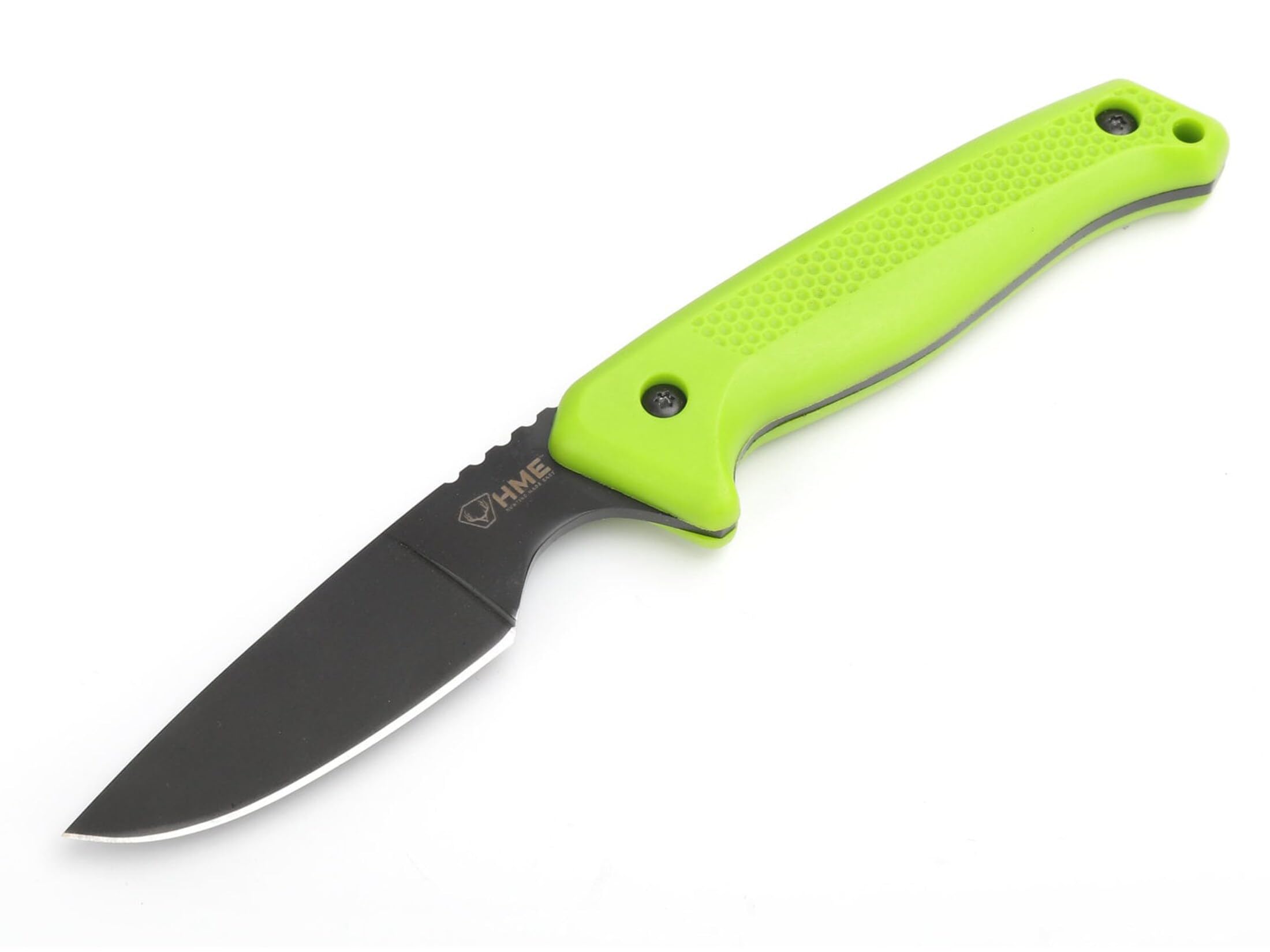HME Black Oxide Fixed Stainless Steel Caping 2.5" Blade Knife with Heavy-Duty Nylon Sheath for Hunting, Camping, Backpacking