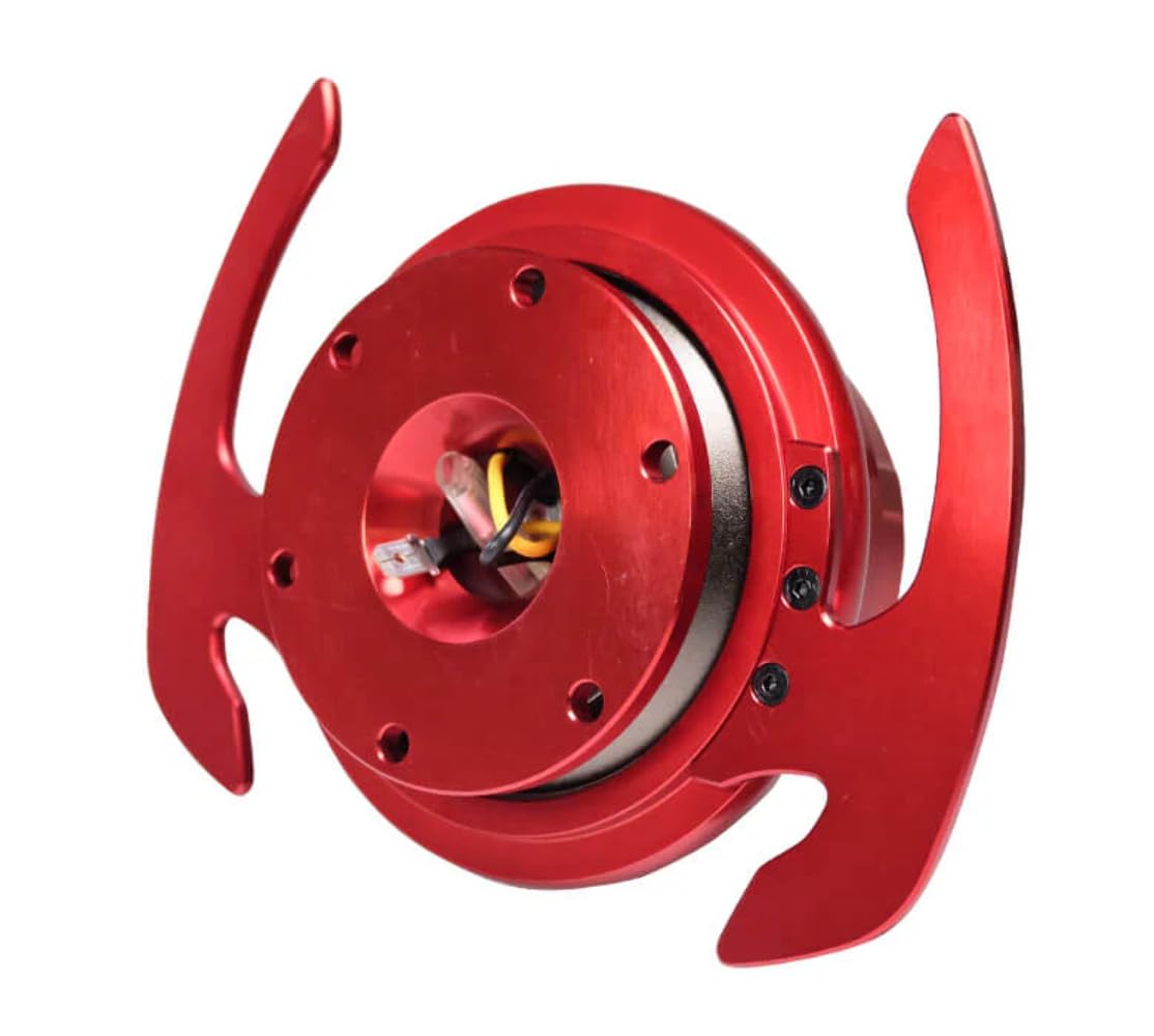 NRG Innovations GEN 4.0 NRG-SRK-700RD Steering Wheel Quick Release Kit Adapter, 6x70 and 6x74mm Bolt Patterns Red Body/Red Ring With Handles