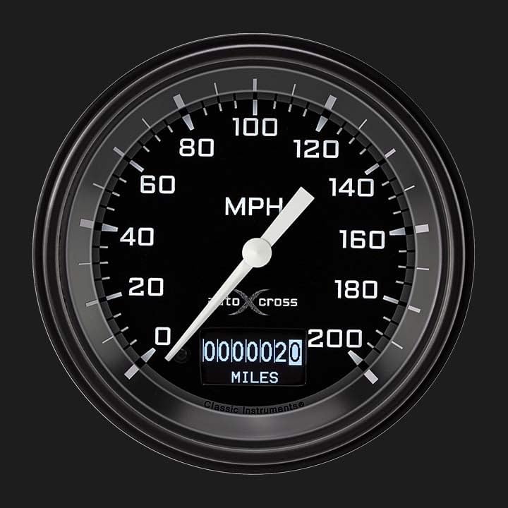 AX57DGBLF Classic Instruments Autocross Gray 3 3/8" Speedometer W/Display