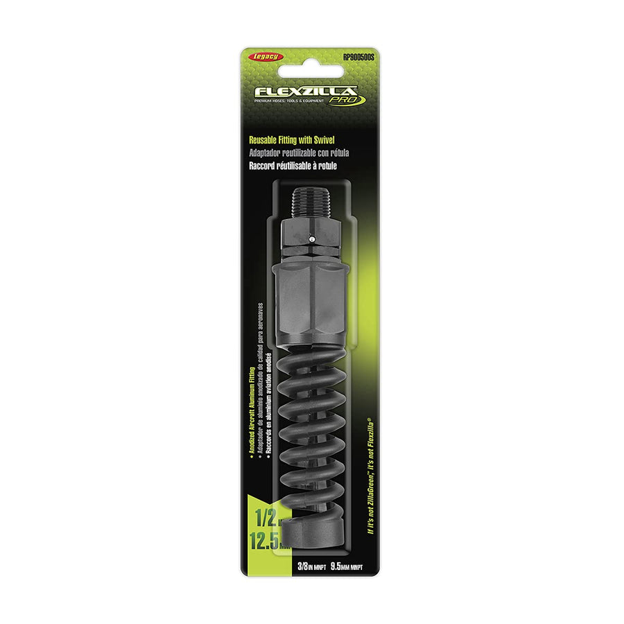 Pro Flexzilla Air Hose Reusable Fitting with Swivel, 1/2 in. - RP900500S