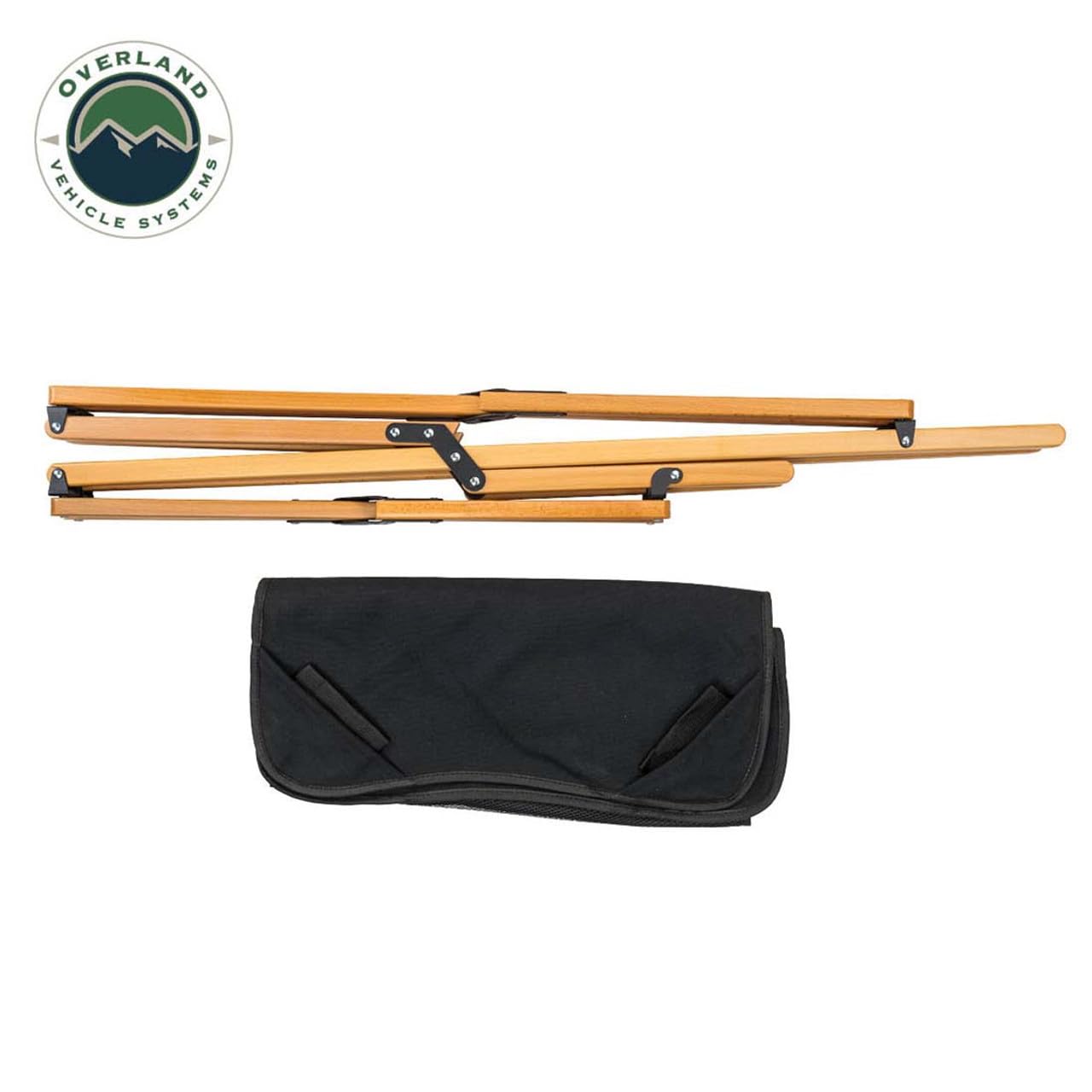 Kick It Camp Chair - Overland Vehicle Systems Black Canvas Body with Wood Base & Storage Bag
