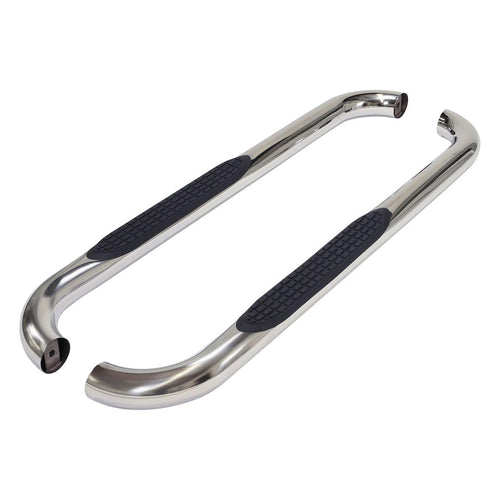 Nerf Bars TrailFX for Chevrolet Silverado 1500 Standard Cab 2020-2021 3 Inch Round Bent Polished Stainless Steel Side Steps Slip-Resistant Step Pads Frame Body Mount Set of 2 Running Boards