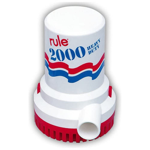 2000 Gallon Per Hour Rule 12 Marine Bilge Pump, Non-Automatic, 24 Volt DC, White/Blue