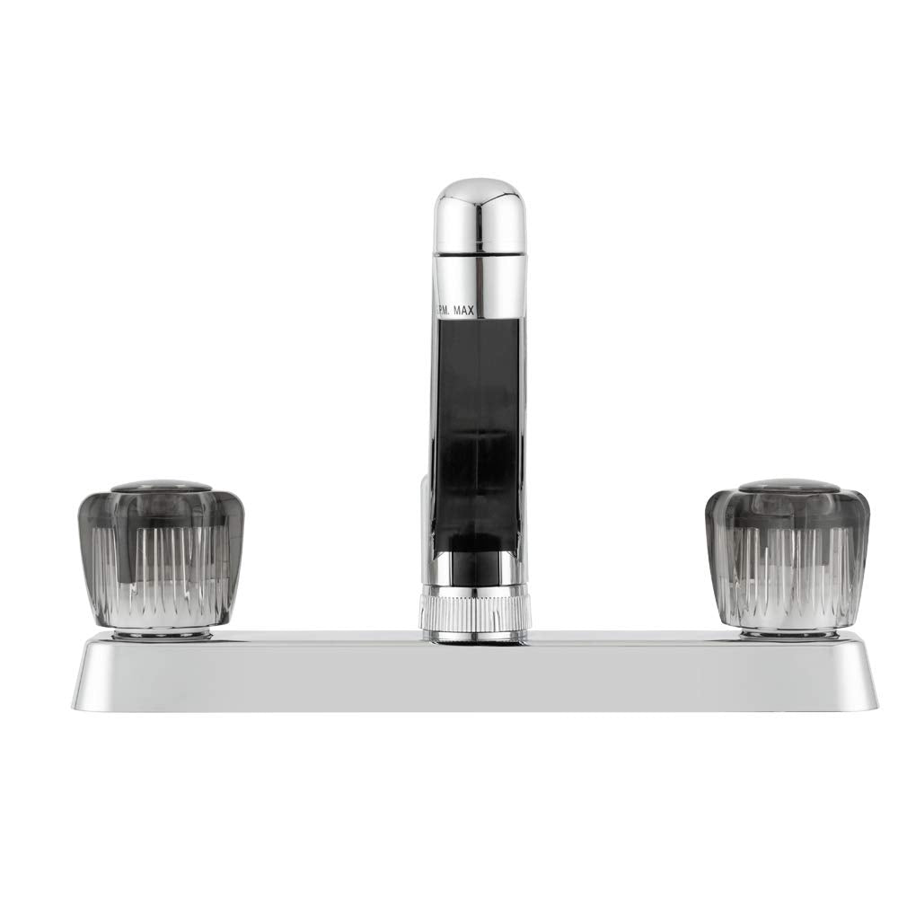 Dura Faucet Two Handle RV Kitchen Sink Faucet with Smoked Crystal Acrylic Knobs