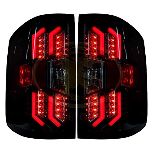 Winjet Renegade RNGT0383-GBC-RG LED Tail Lights Running Brake Turn Signals Pair Set Left & Right OE Fitment for 2014-2017 Chevrolet Silverado 1500 2500 - Gloss Black Housing/Clear Lens/Red Glow Bar