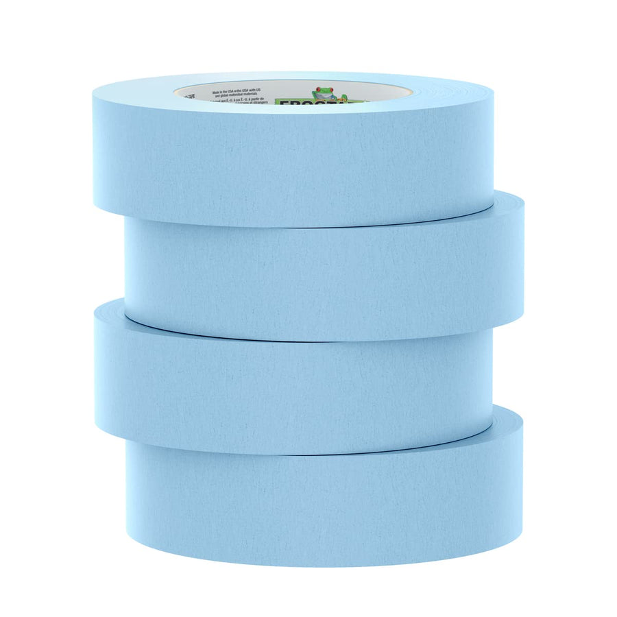 250 FrogTape Light Blue Moderate Temperature Performance Grade Masking Tape, Medium-High Adhesion, 36mm x 55m, 4 Rolls per Pack (105328)