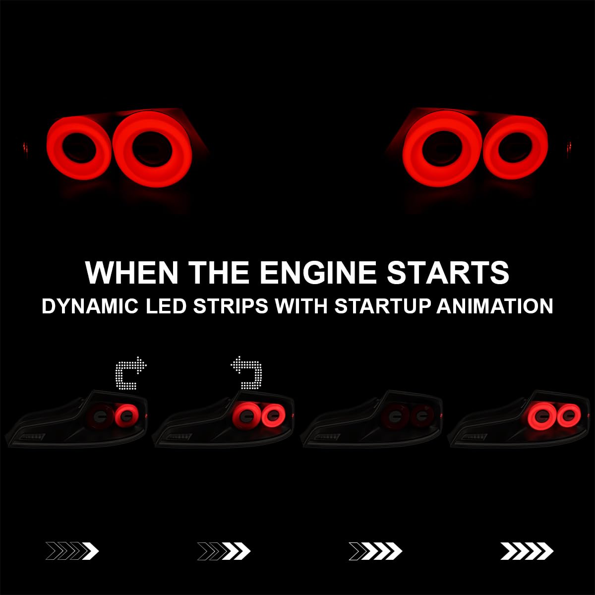 Black Smoke SPEC-D TUNING Full LED Tail Lights w/Red Fiber Optic Halo Ring, Sequential Turn Signal, and Startup Animation Compatible with 2003-2007 Infiniti G35, Left + Right Pair Assembly