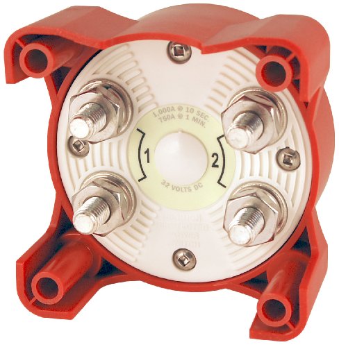 Blue Sea Systems e-Series Battery Switch Dual Circuit Plus, 32V DC, 350A, Red