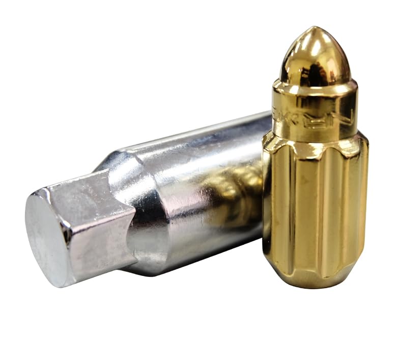 NRG Innovations M12 x 1.5 Steel Lug Nut Set NRG-LN-LS500CG-21 Bullet Shape, Anodized Finish 21 Pc Chrome Gold with Lock Key
