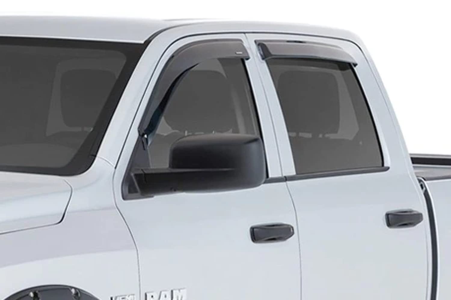 Outside Mount Ventvisors - Tape-Onz | Stampede Products | Fits 2009 - 2018 Dodge Ram 1500 Quad Cab, Smoke | 4 pcs., 6251-2