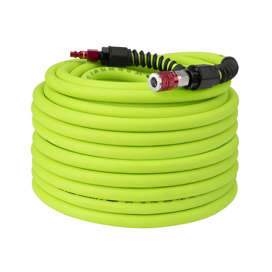Flexzilla Pro Air Hose with Industrial Type D ColorConnex Coupler and Plug, 3/8 in. x 100 ft. - HFZP38100YW2-D