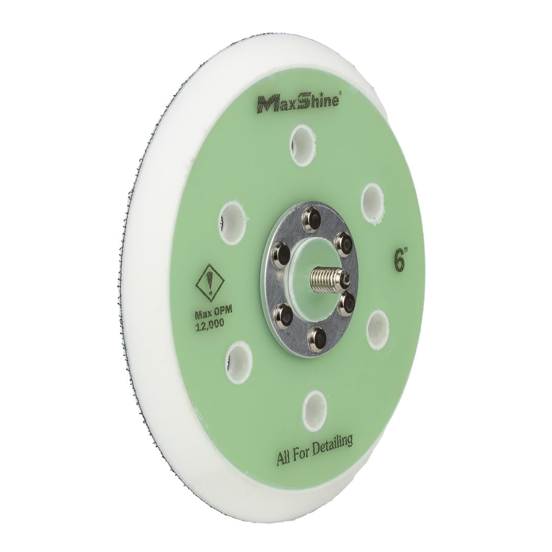Dual Action Backing Plate Maxshine 6” Universal Hook & Loop | Fits Polishers with 5/16” Thread | Supports Up to 10,000 OPM | Compatible with All Dual Action Polishers for Buffing & Polishing Pads