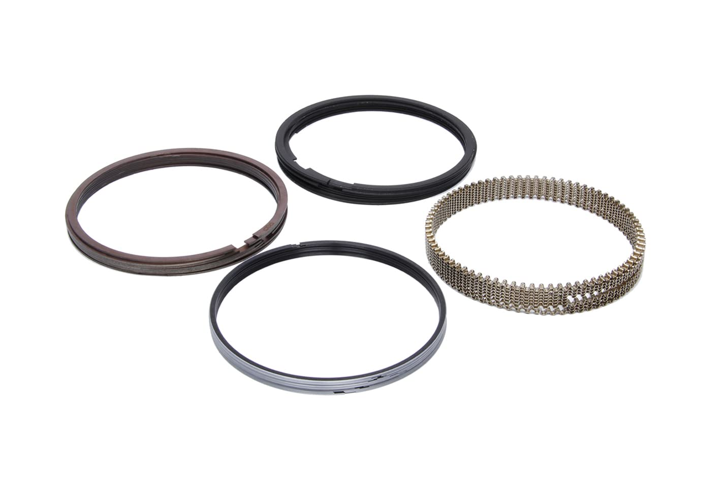 JE Piston Rings, JE 4.125 in Bore, File Fit, 1/16 in x 1/16 in x 3/16 in Thick, Standard Tension, Hard Ductile Iron, Phosphate, 8 Cylinder, Kit