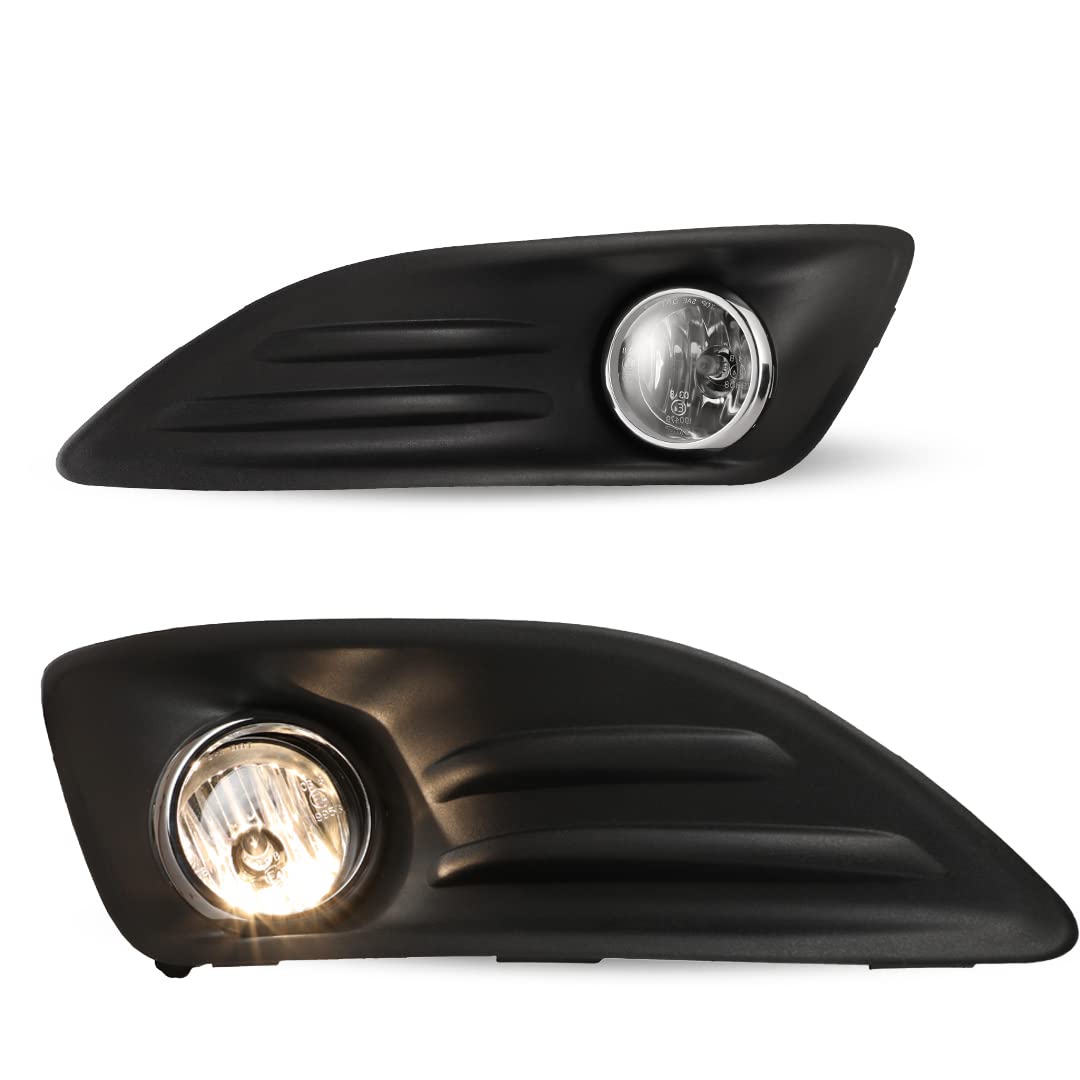Fog Light Kit Winjet WJ30-0390-09 with Wiring, Switch, & Relay Chrome Housing Clear Lens Black Bezel for 2014-2017 Ford Fiesta