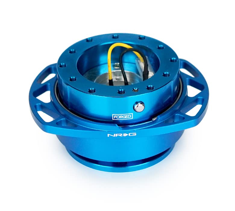 NRG Innovations Gen 2.0 NRG-SRK-257BL-BL Steering Wheel Quick Release Kit Adapter, Blue Body/Blue Cutout Ring 6x70mm & 6x74mm Bolt Pattern