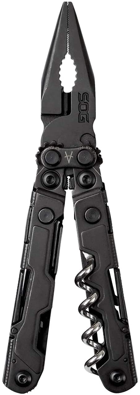 SOG Mini PowerLitre Utility Multi-Tool w/ 19 Lightweight Tools, Compact 5 Inch Long Utility Tool with Knife, Screwdriver, Hex Bit Holder, Black