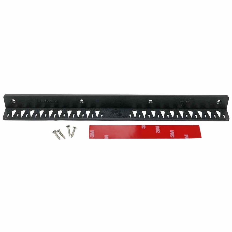 T-H Marine Fishing Lure Rack Tackle Titan – 14" Black – Holds 40+ Hook and Rig Lures – Tackle Storage Organizer with 20 Large & 22 Small Holes – Mounts with Screws or Tape – Compact Boat Use