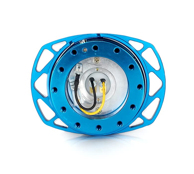 NRG Innovations Gen 2.0 NRG-SRK-257BL-BL Steering Wheel Quick Release Kit Adapter, Blue Body/Blue Cutout Ring 6x70mm & 6x74mm Bolt Pattern