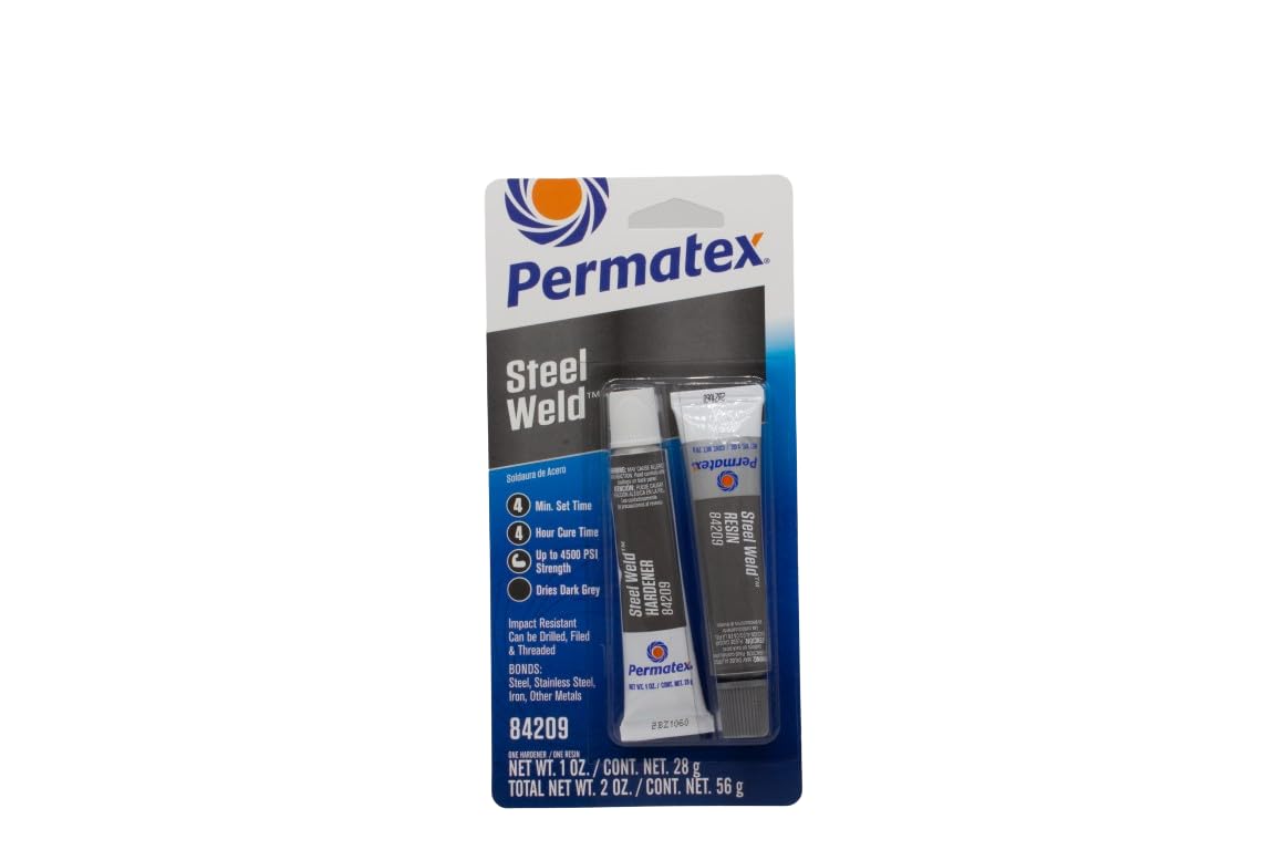 PermaPoxy 84209 Permatex Multi-Metal 4 Minute Epoxy, Two 1 oz. Tubes, Grey