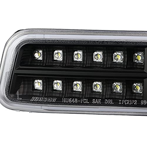 Black LED Halo Projector Headlights + Sequential LED Bumper Lights SPEC-D TUNING Compatible with 1999-2006 GMC Sierra 1500/2500/3500, Left + Right Pair Headlamps Assembly