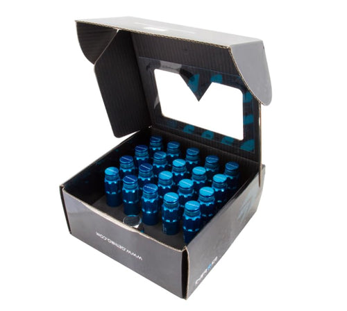 700 Series NRG M12 X 1.25 Steel Lug Nut w/Dust Cap Cover Set 21 Pc w/Locks & Lock Socket - Blue