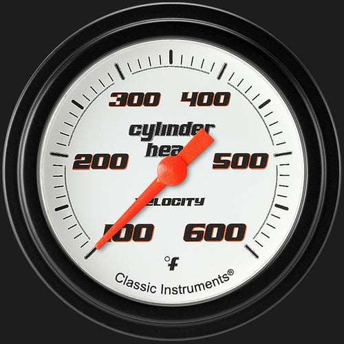 Velocity White Classic Instruments 2 5/8" Cylinder Head Temperature Gauge VS397WBLF