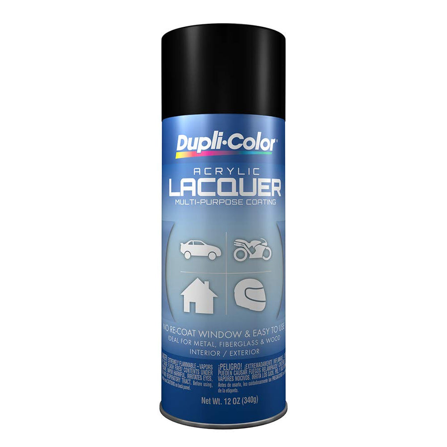 Flat Dupli-Color EDAL16077 Premium Lacquer, Black Spray Paint - 12 oz. Aerosol Can